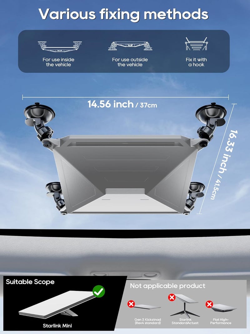 STOLAS Starlink Mini Mount, Secure Satellite Strong Suction Cup Mounting Kit for Sunroof Window, Stable Signal Case for Car RVs, Vans, Boat, Yachts, Trucks-Gray - Image 5